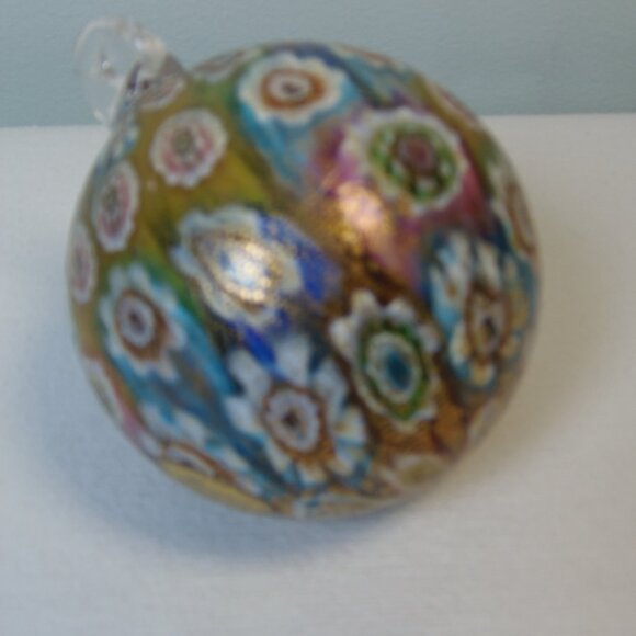 Vintage Murano Millifiore 24k Gold Leaf Glass Ornament 3.5" Diam MCM Elegant Ita - Picture 6 of 7